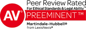 AV Preeminent - Peer Review Rated for Ethical Standards and Legal Ability - Badge
